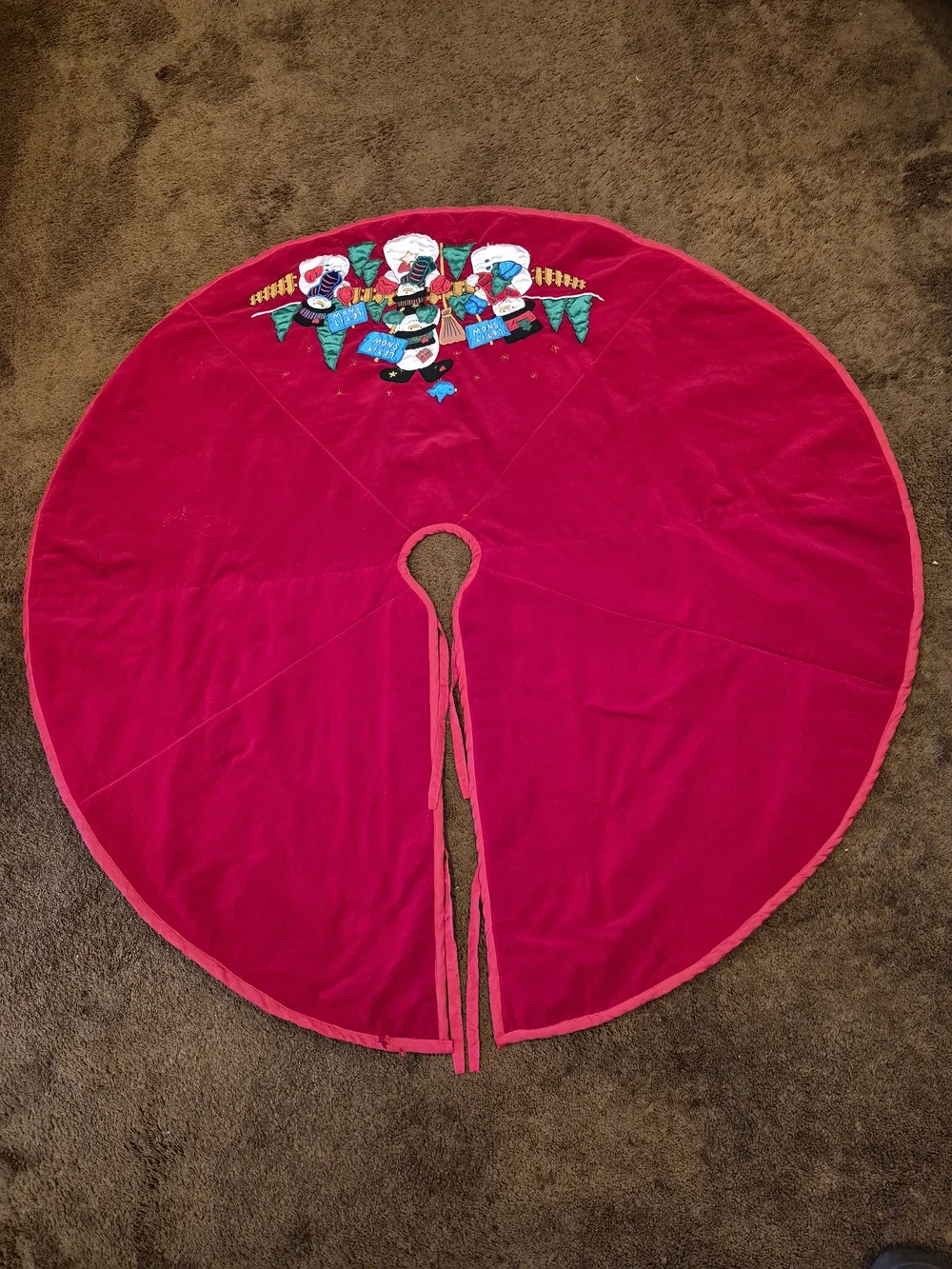 Festive Red Fabric Christmas Tree Skirt